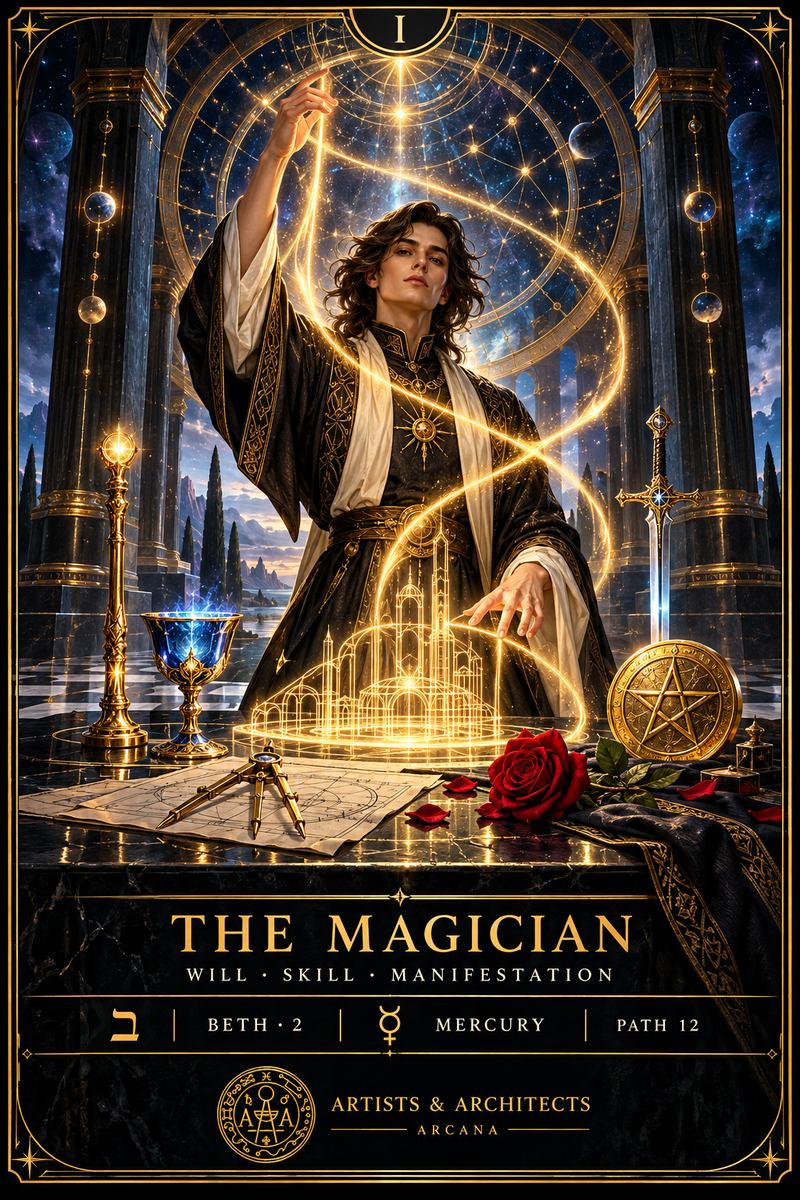The Magician — Artists & Architects ARCANA Signature artwork, also featured in the tarot product gallery