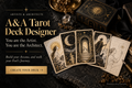 A&A Tarot Deck Designer — create your custom 78-card deck. Cards shown are illustrative design examples.